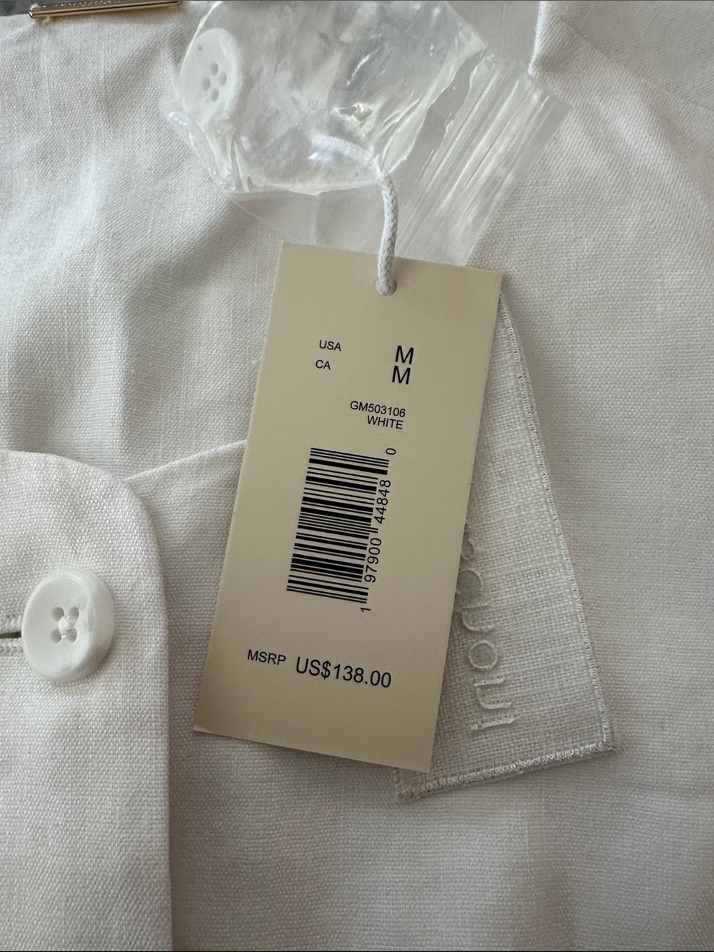 NWT Magaschoni Linen Vest, Size M, White - Picture 5 of 6